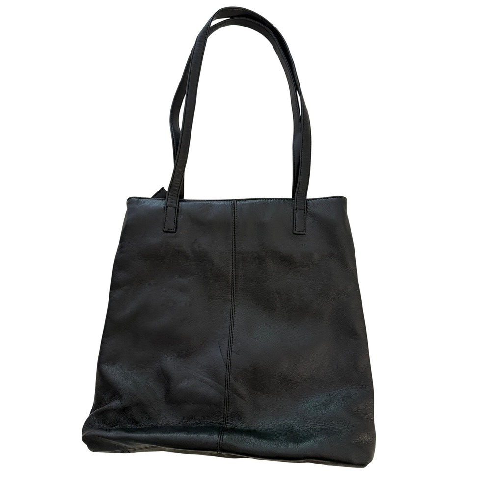 Enzo Angiolini Purse Black Leather Vintage Shoulder Bag Zipper‎ y2k 90s Career